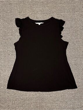 The Nines by HATCH Black Ruffle Sleeve Tank